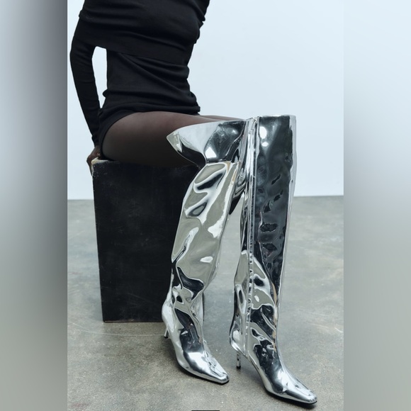 METALLIC OVER THE KNEE BOOTS - Picture 11 of 16